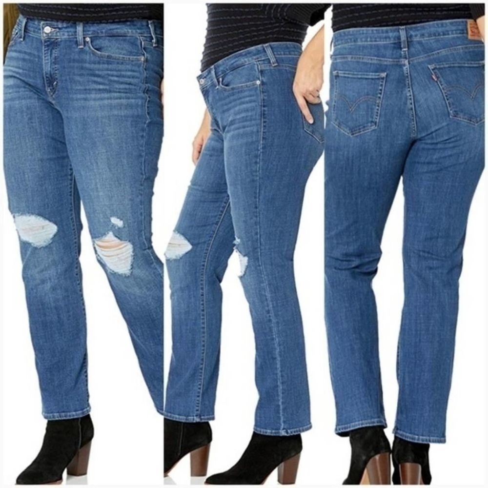Levi's distressed 414 classic straight plus